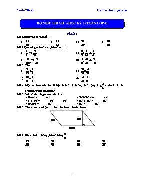 Bộ 20 đề thi giữa học kỳ 2 (Toán lớp 4)